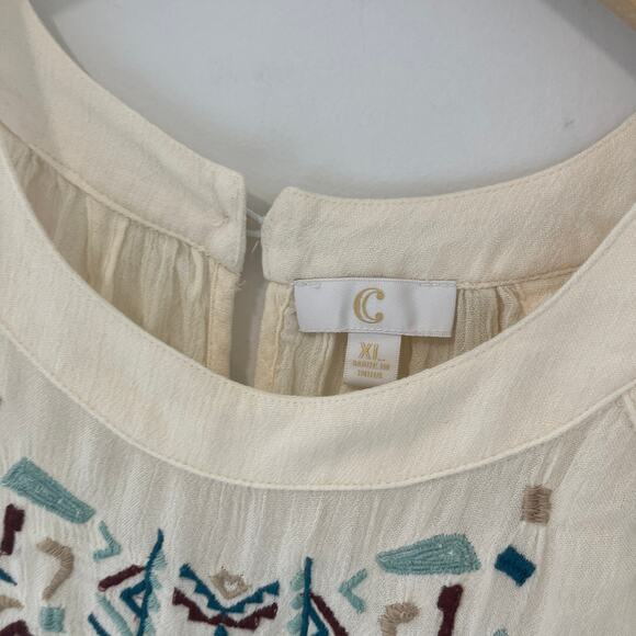 C Wonder Embroidery Cold Shoulder Blouse Size XL - Picture 3 of 5